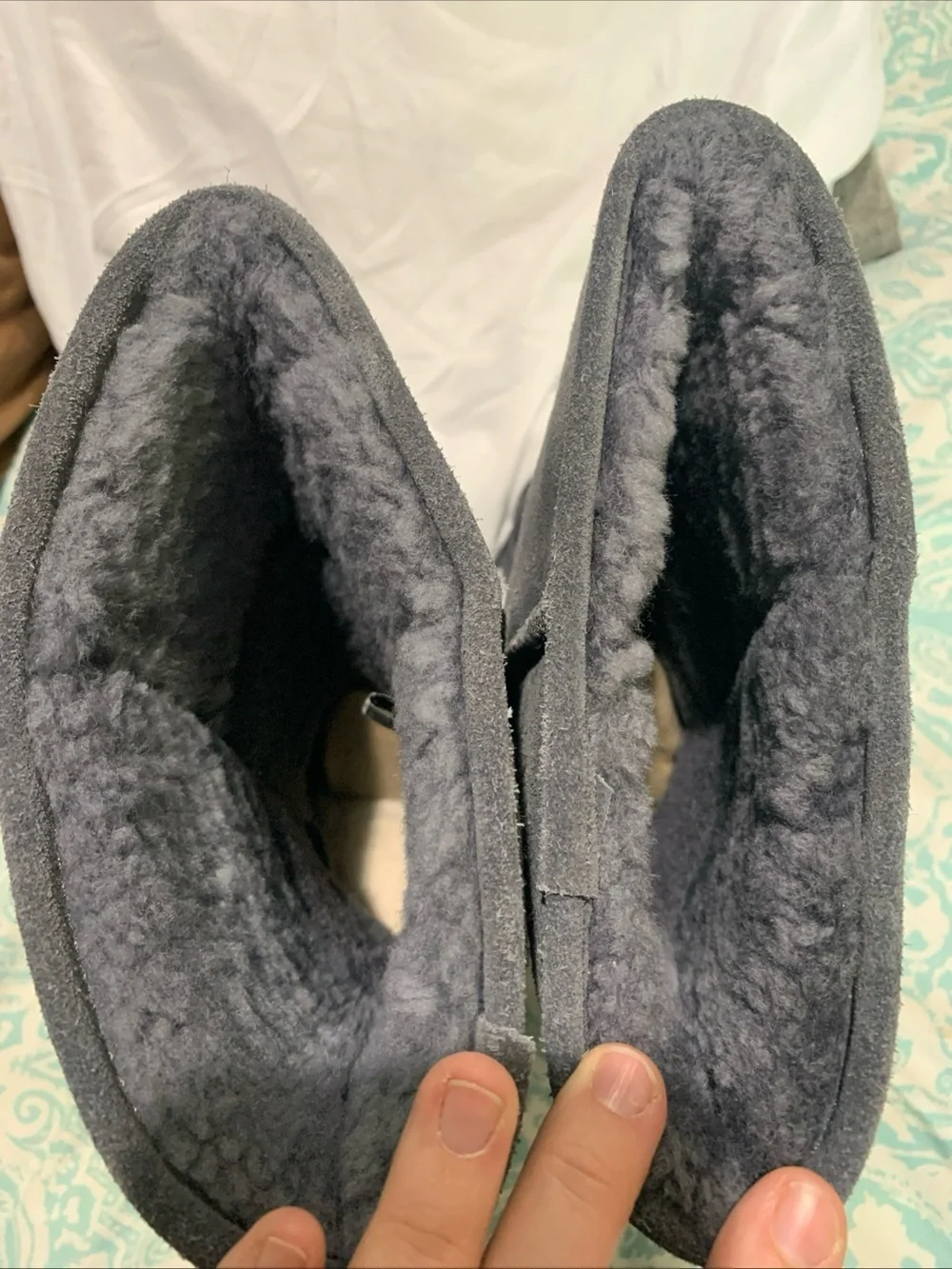 BearPaw Plush Lined Boots Sheepskin Suede/Wool- Gray